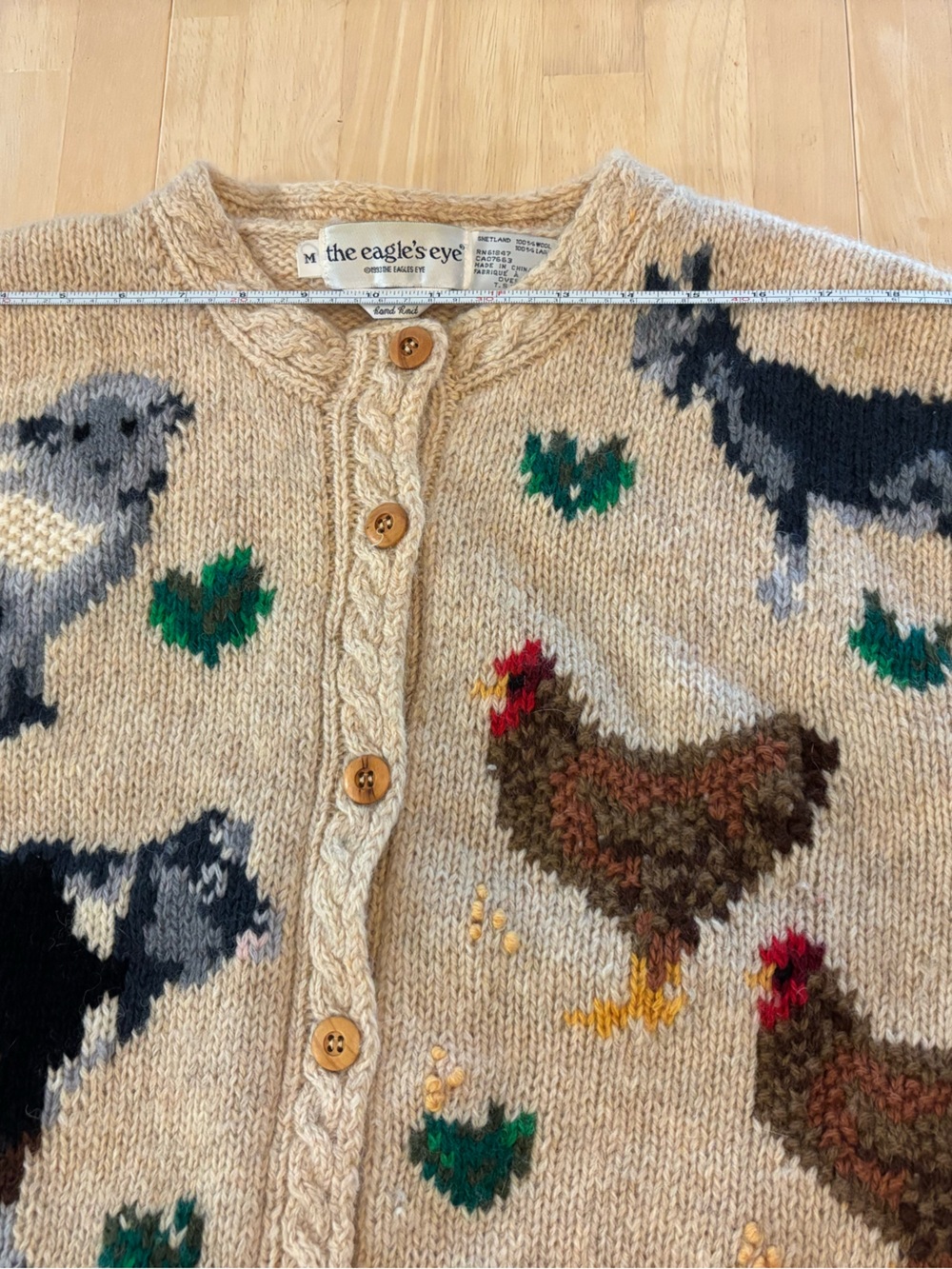 Vintage Eagle’s Eye Wool Farm Animal Cardigan size M? - Picture 8 of 11